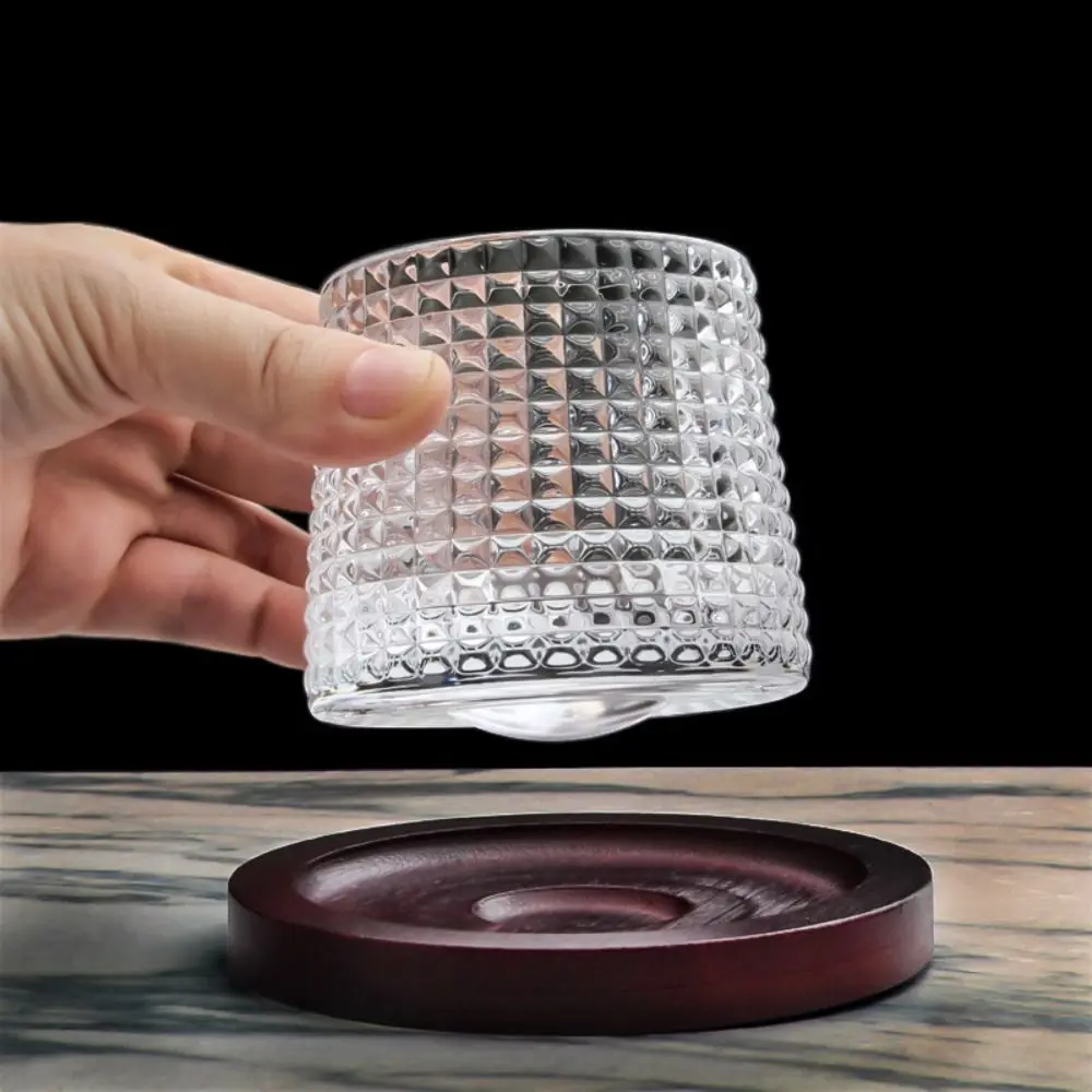 Whiskey Glasses Rotating Whisky Glass with Base 360 Rotate Degrees Crystal Rum Glass for Cocktail Party Drinking Glass view 4