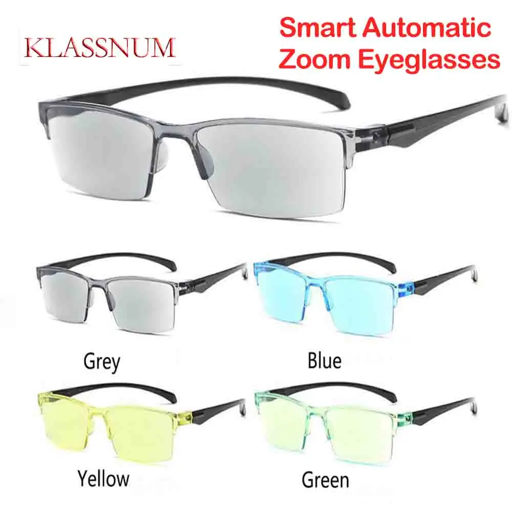 KLASSNUM Men's Smart Automatic Zoom Anti-Blue Light Reading Glasses Men Women Optical Spectacle Computer Eyeglass Hot Seller - zdjęcie 1