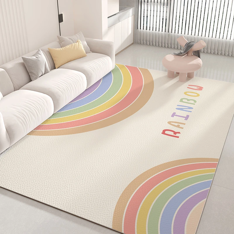 PVC Leather Wipeable Wash-free Rug Simple Living Room Rugs Home Kitchen Oil-proof Anti-slip Carpet Balcony Waterproof Carpets