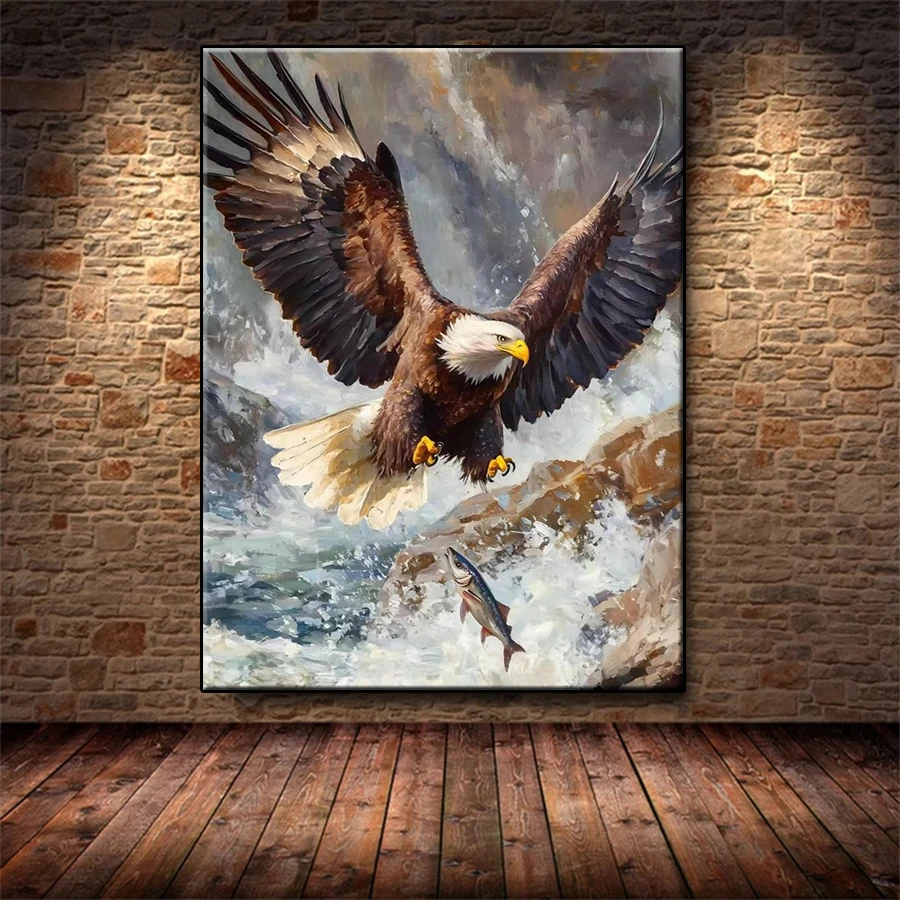 Diamond Painting Kit New Animal Flying Eagle Fishing Landscape 5d Diamond Embroidery Mosaic Gift Home Decor Picture