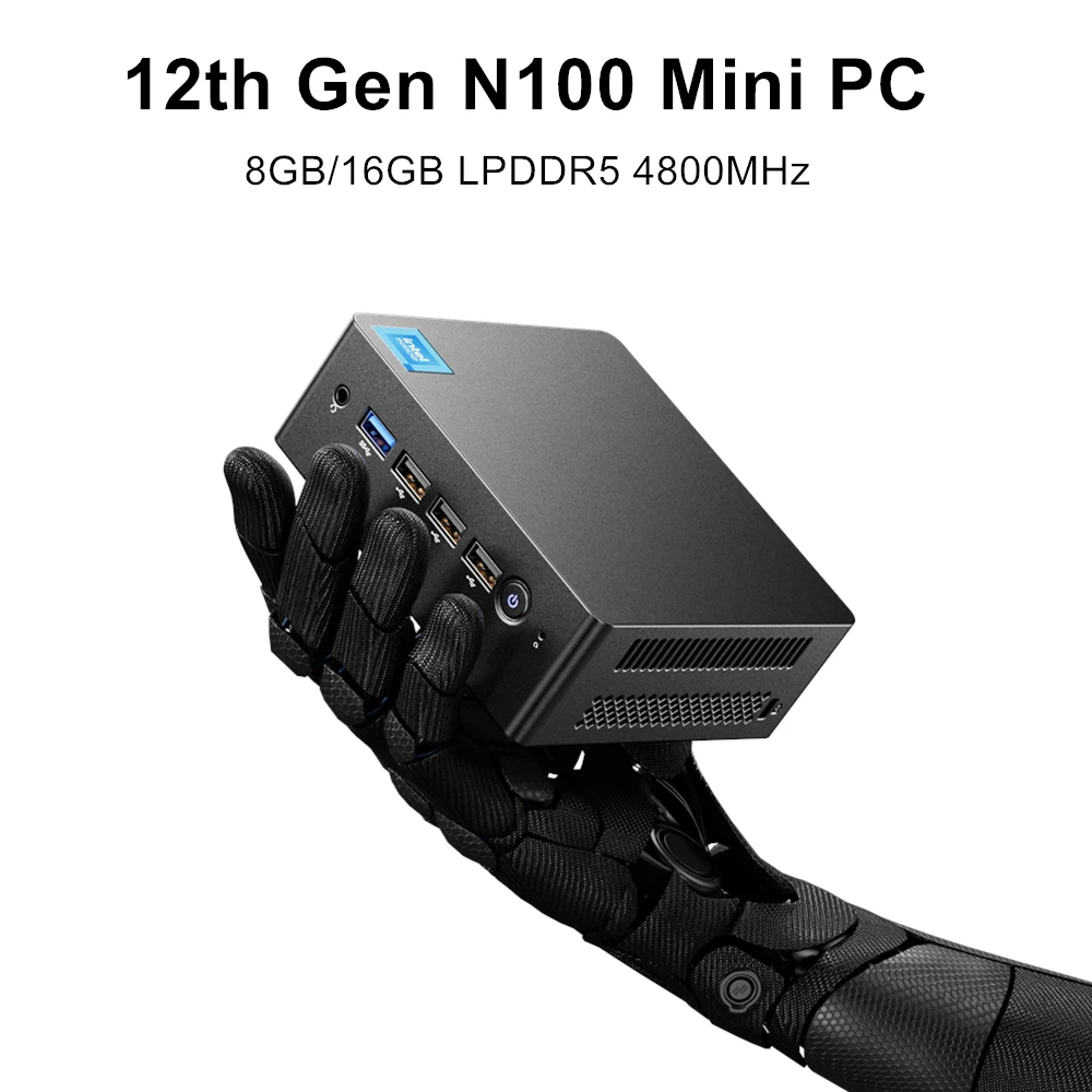 데스크탑 게임용 미니 PC 컴퓨터, 인텔 N100 쿼드 코어, LPDDR5, 16GB, 8GB, 4800Hz, 윈도우 11, 2xRJ45 LAN, HDMI2.0 DP, 2x4K, 4 * USB, 12 세대