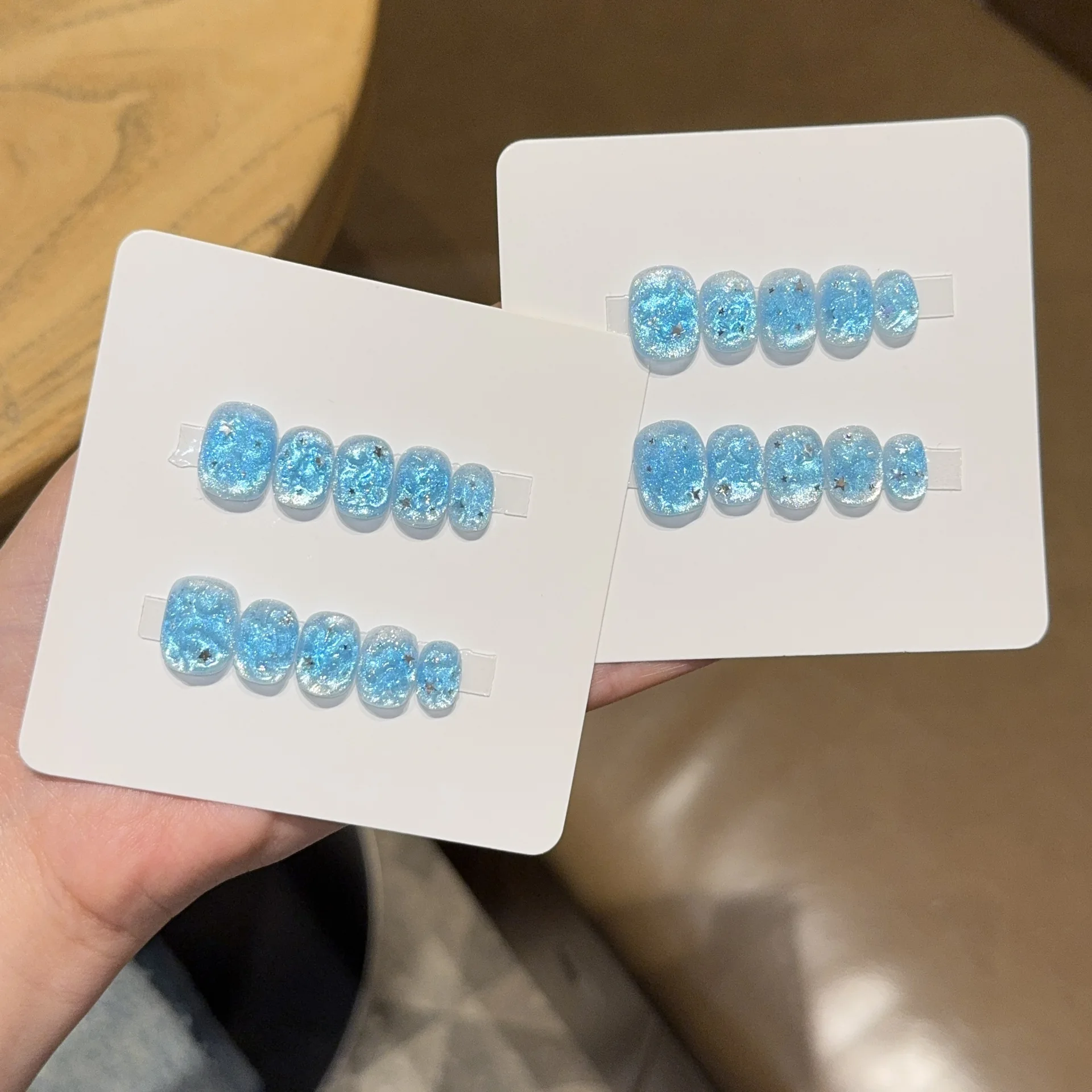 10 stuks handgemaakte korte op - Nail Art Ice Blue recensie en prijs