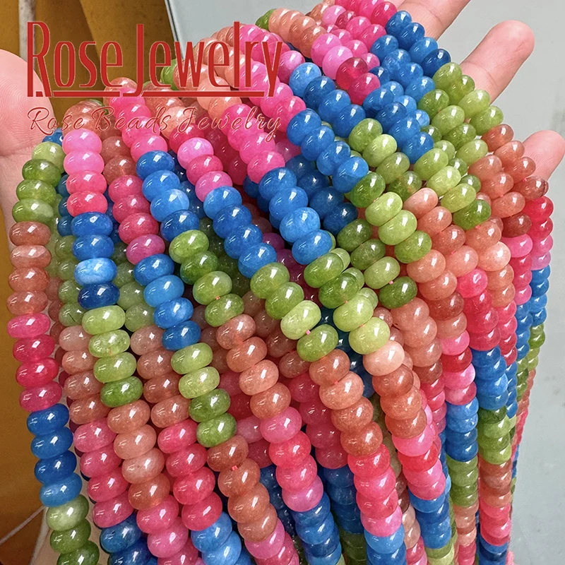 Natural Stone Colorful Tourmaline Jades Rondelle Abacus Beads Loose Beads for Jewelry Making DIY Bracelet Necklace 5x8mm 15\