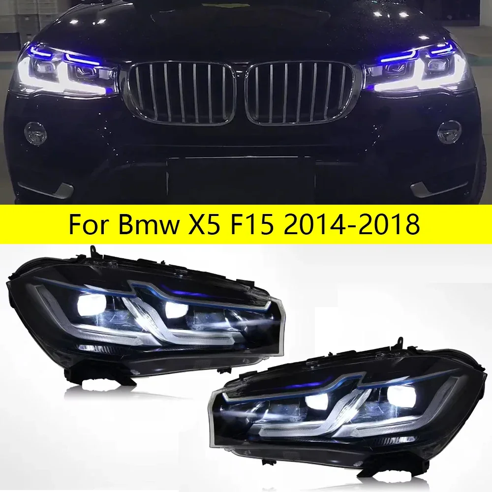 

Автомобильные светодиодные фары в сборе для X5 F15 2014-2018 X6 F16 фары Plug and Play со светодиодной подсветкой DRL поворотные передние фары аксессуары