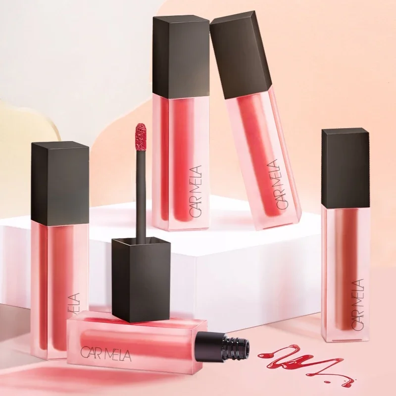 CARMELA Batons Sombra Esmalte Veludo Orvalho À Prova D 'Água de Longa Duração Cor Faca Batom Antiaderente Cuidados com os Lábios Maquiagem Lábios Cosméticos