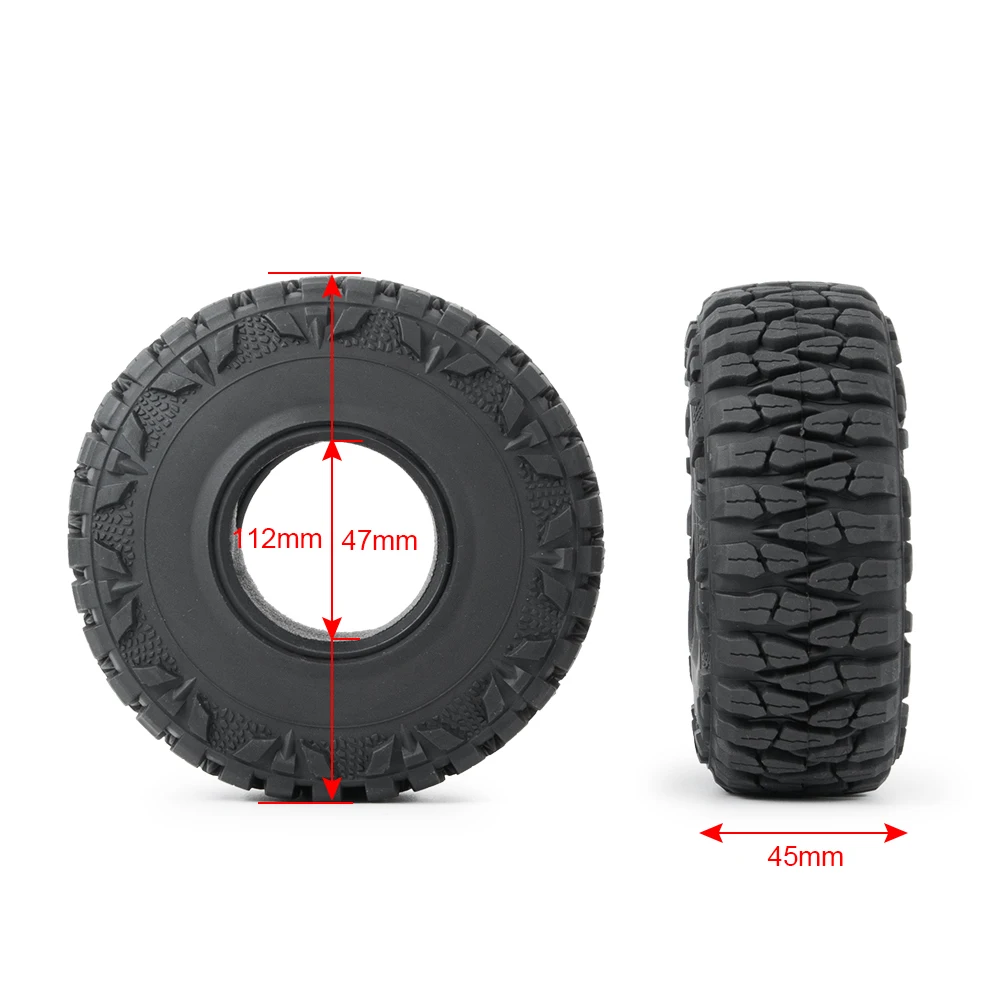 YEAHRUN 4Pcs/lot Beadlock Wheel Rims 1.9 inch Rubber Tires For 1/10 Axial SCX10 90026 90046 TRX4 D90 D110 CC01 RC Crawler Car