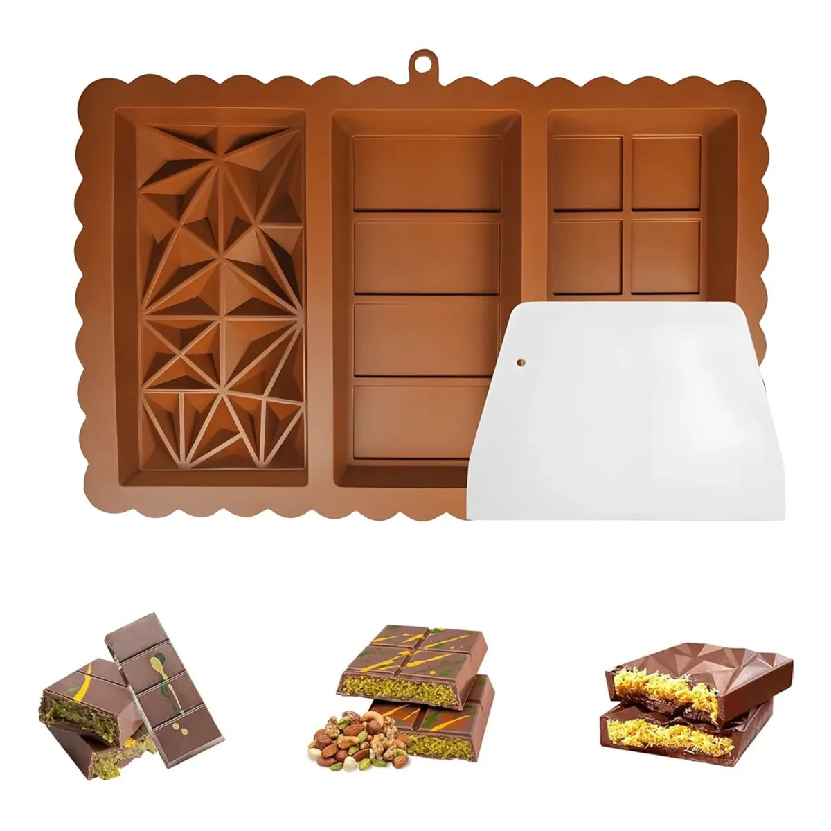 Chocolate Bar Mold Silicone, 1.2 Inch Deep Candy Mold for Dubai Chocolate Bar Pistachio Kataifi Candy Snacks Desserts Filling — купить у AliExpress WW