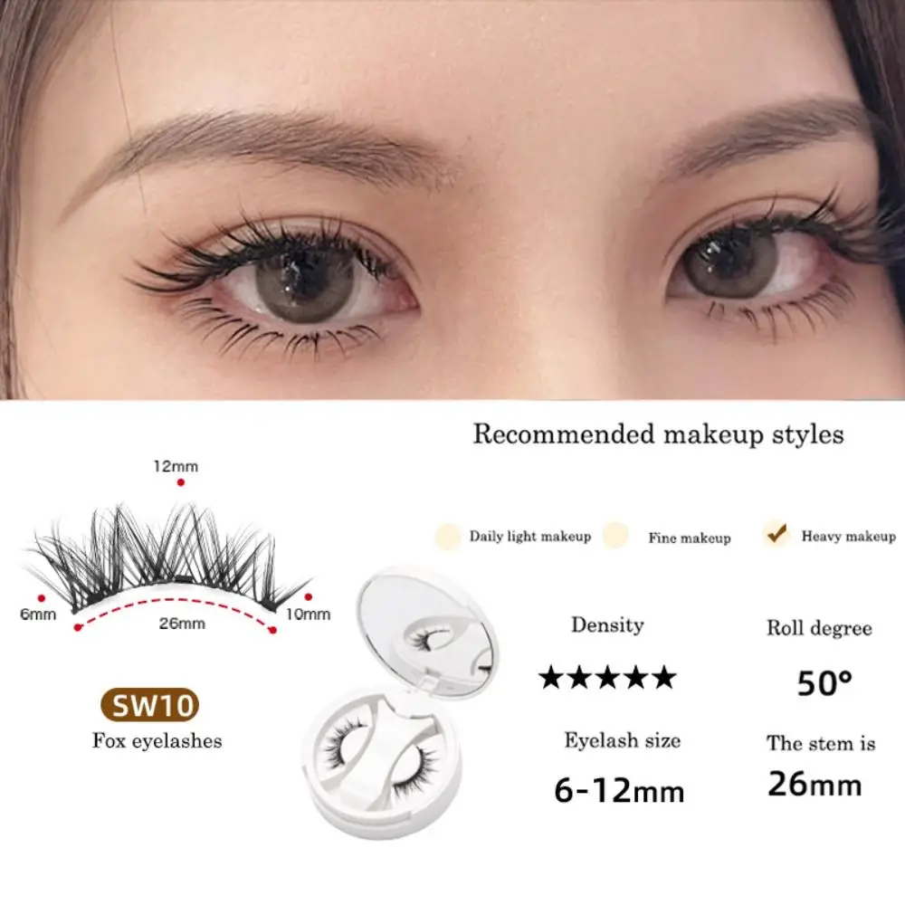 Cat Eye Magnetic False Eyelashes Long Lasting Makeup Magnetic Eyelashes with Clip Fluffy with Mirror False Eyelash Clusters