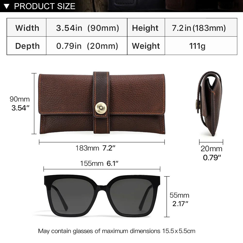 Handmade 1PC Retro Genuine Leather Glasses Cover Case Storage Bag Sunglasses Protective Box Eyeglasses Holder Men Women