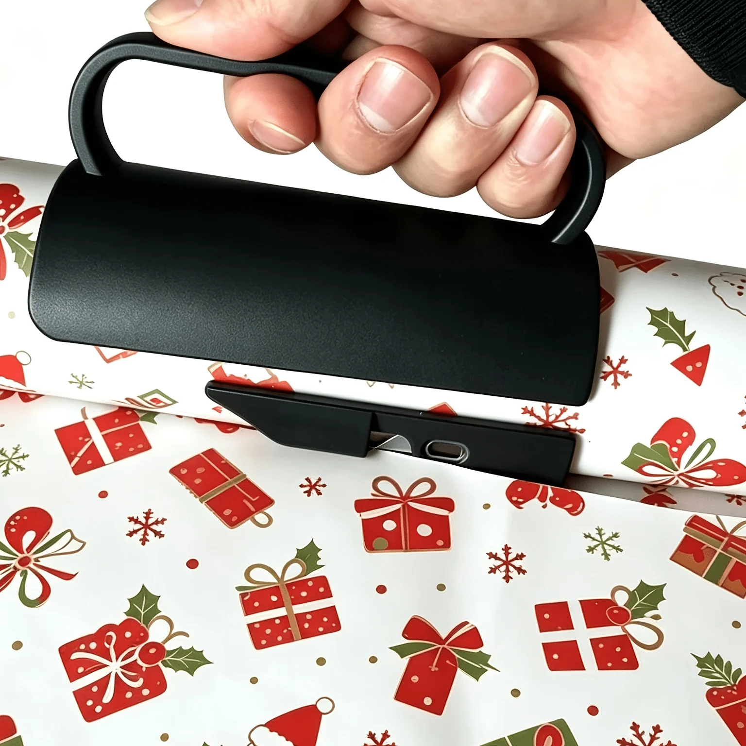 Portable Gift Wrapping Roll Cutter Handheld Paper Slicer Neat Straight Cutting Tool for Christmas Birthday DIY Gift Packing Work