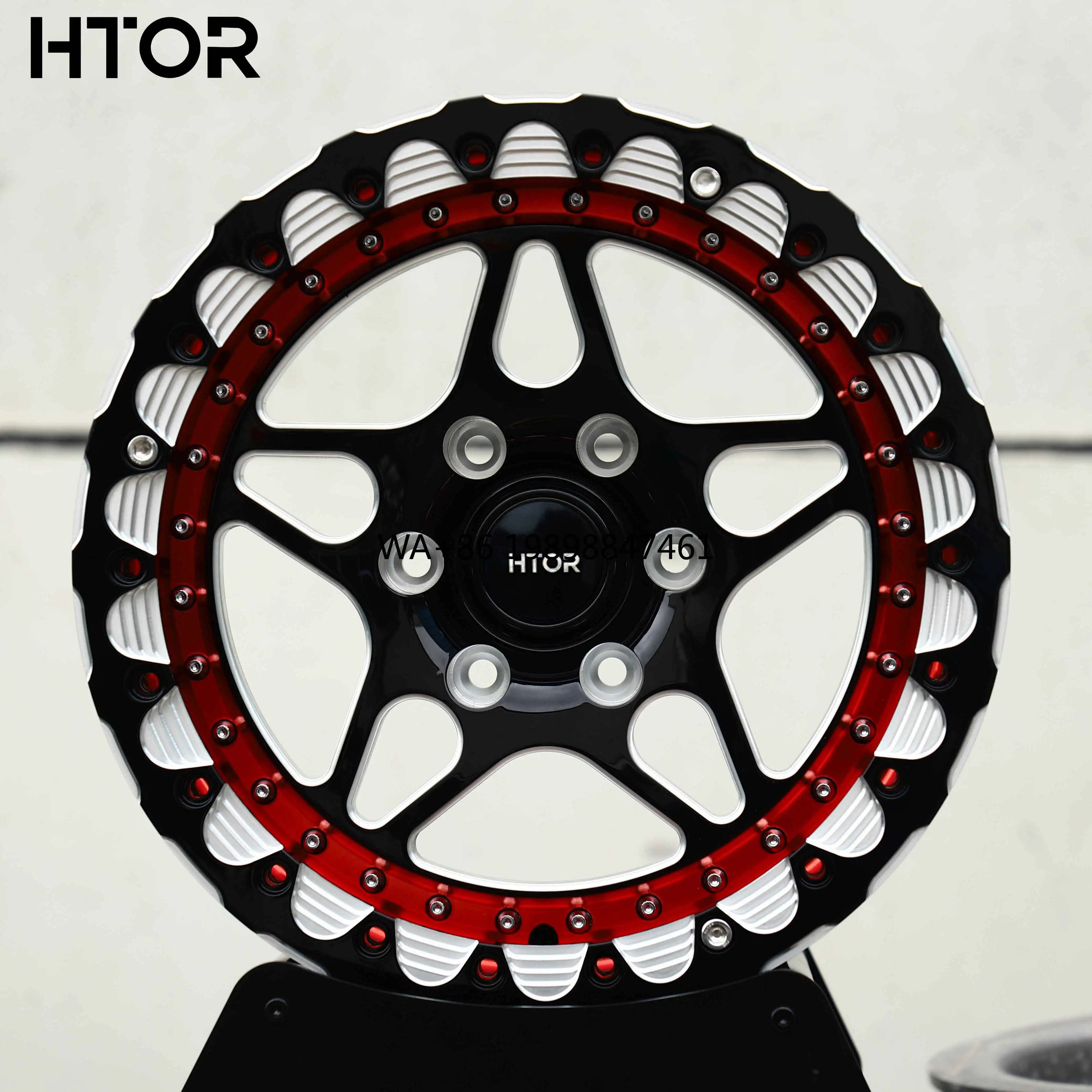 

HTOR 17x9 17x10 18x9 6x135 6x139.7 4x4 Racing True Beadlock Forged Wheels Gloss Black Red for