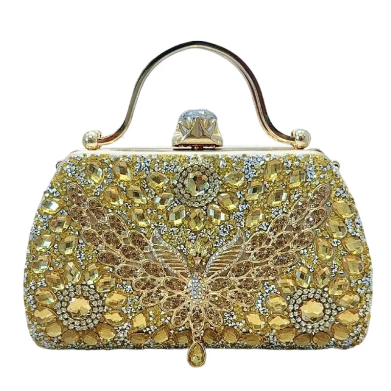 

New Diamond-encrusted Crystal Handbag, Full Diamond Fashion Dress, Banquet Bag, Female Chic Crossbody Bags Prom Clutch Handbags