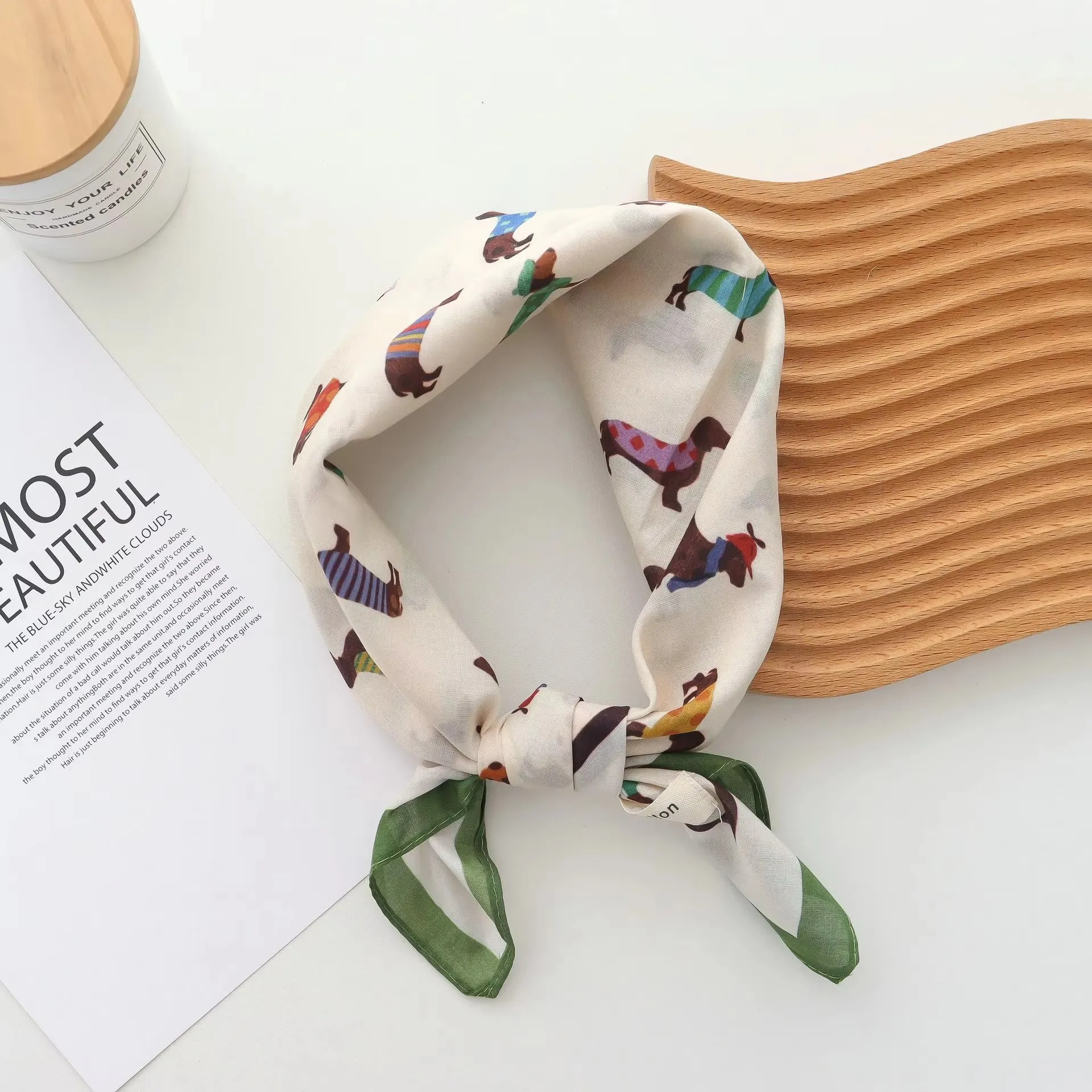 

Pure Cotton Hand Towel Floral Bag Korean Style Retro Small Square Scarf Headscarf Women's Summer Good Match Scarf Outer Wear