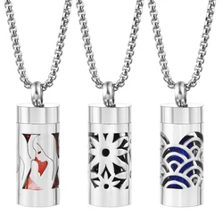 2024 New Stainless Steel Aromatherapy Jewelry Pendant Flowers Pattern Hollow Out Perfume Lockets Essential Oil Diffuser Necklace