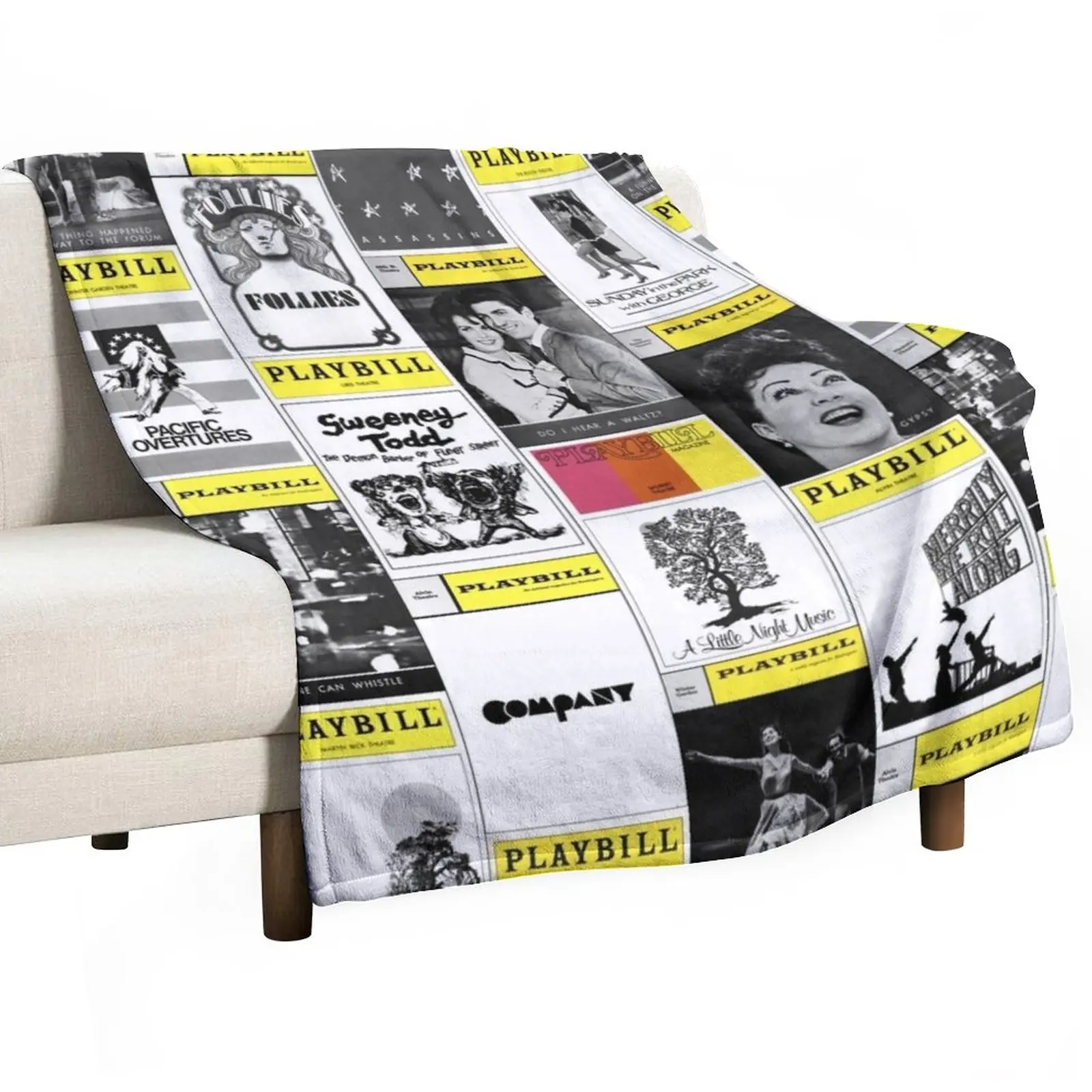 Musical Playbills Throw Blanket blankets and throws Cute Blanket Plaid Plaid