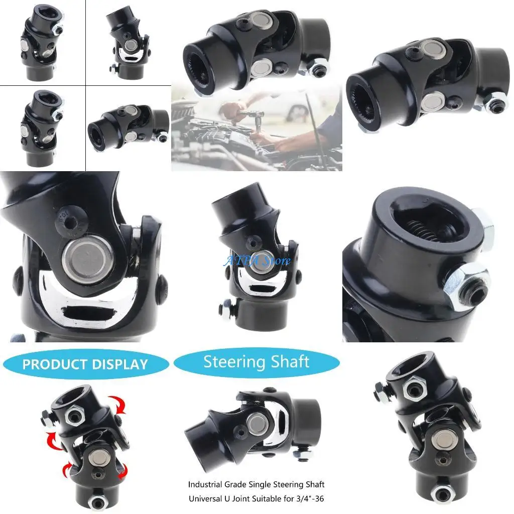

U13C 3/4"-36 SplineX3/4" DD Black Car Steering U Joint Coupler for MustangIIPower