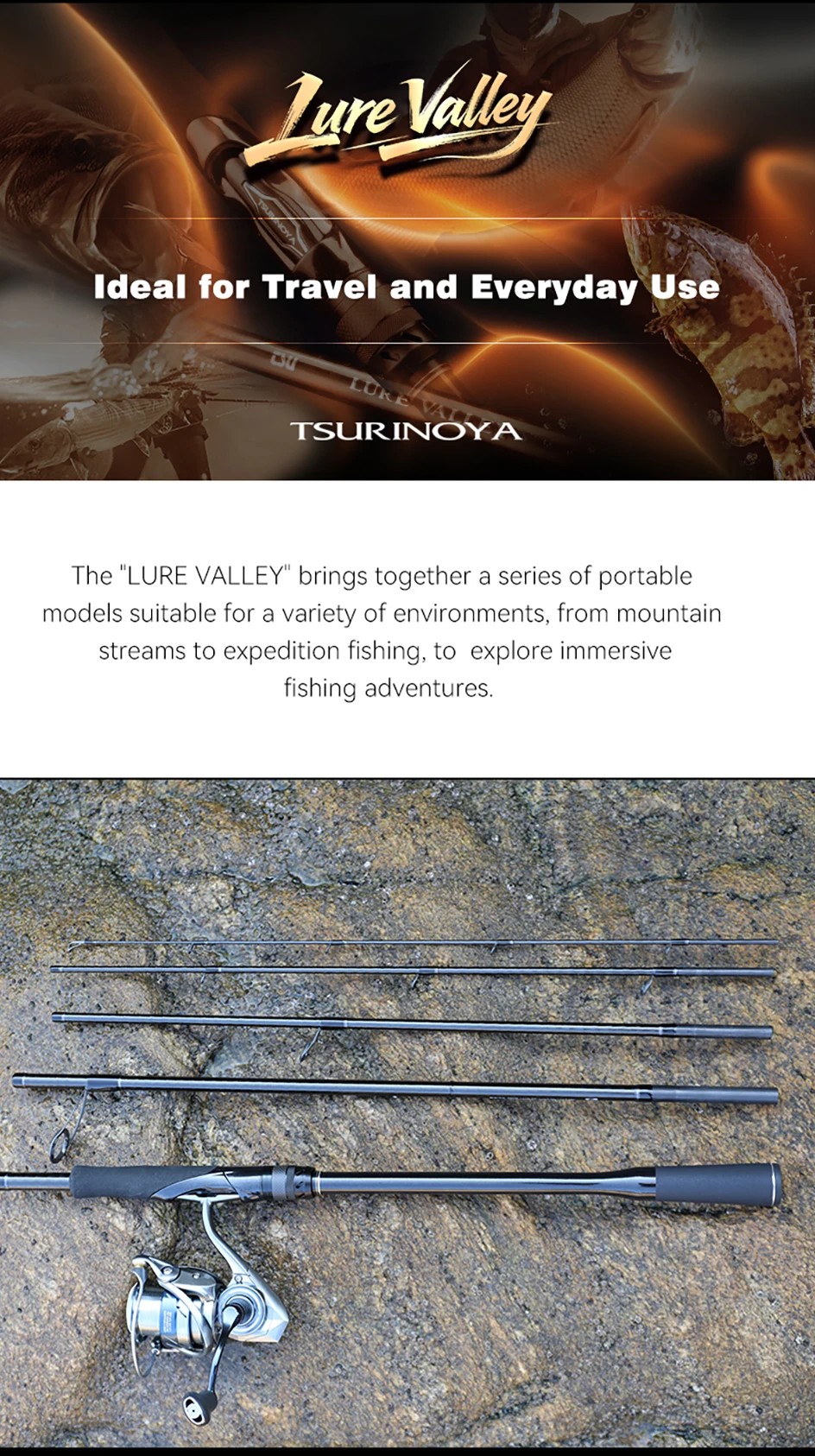 TSURINOYA LURE VALLEY Reiserute 5-teilige Expeditions-Angelrute 1,98m 2,08m 2,28m 2,44m 2,7m FUJI Guide Spinning Casting Rute – Detail 4
