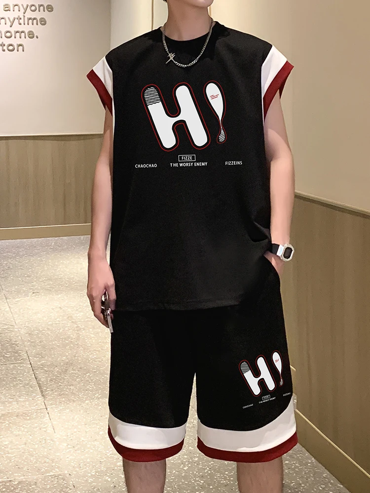 

Men's Sport Vest orts Set Summer New Qui Dry Breathable Fitn Svel Tank Top Loose Two Piece Casual Sportswear