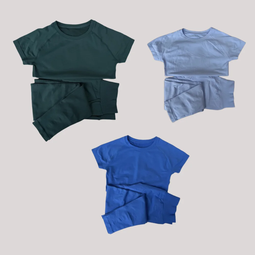 

new two-piece set of short round neck breathable short sleeved+long pants yoga sports leggings,fitness boxing running sportswear