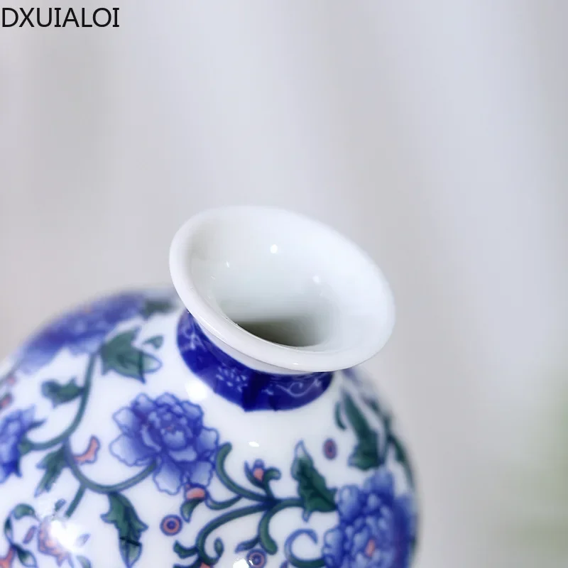 DXUIALOI Chinese antique mini applique small vase ceramic crafts living room desktop hydroponic vase home decoration