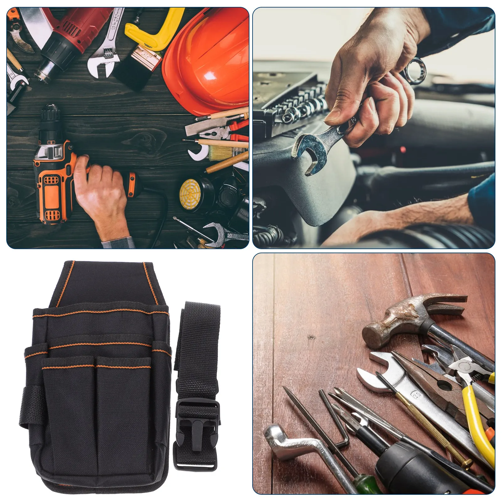 

Многофункциональная сумка для инструментов из ткани Оксфорд с регулируемым поясным ремнем, вместительная, для электриков и строителей, прочная.