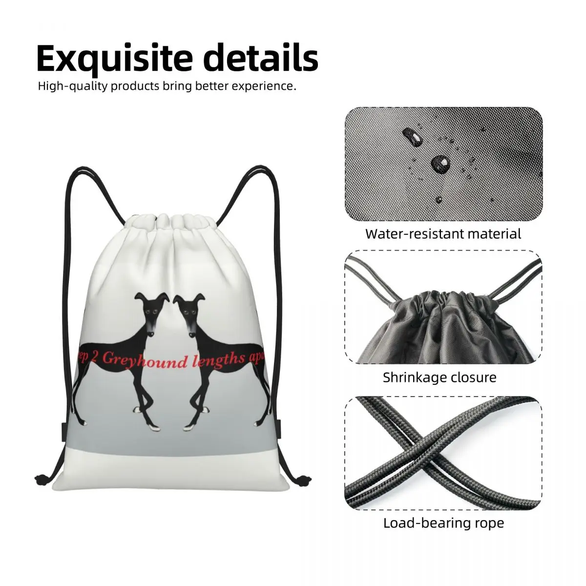 Keep 2 Greyhound Lengths Apart Drawstring Backpack Bags Sighthound Whippet Dog Gym Sports Sackpack Sacks for Training