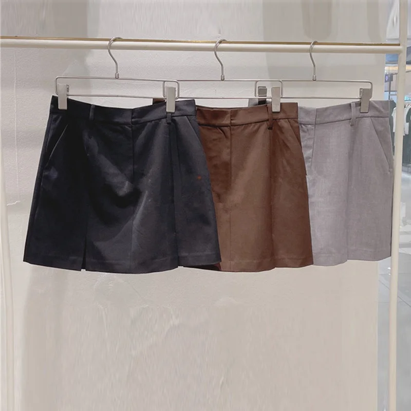 

Spring Summer New Casual Commute High Waist Split Short A-Line Skirt Pants Versatile Pure Color Women's Fashion Half Skirt