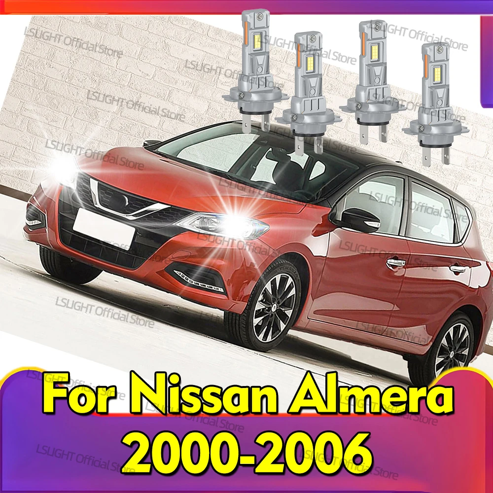 

2/4Pcs LED Headlight Bulbs For Nissan Almera 2000 2001 2002 2003 2004 2005 2006 High Low Beam 30000LM 6000K Auto Head Lamps 12V