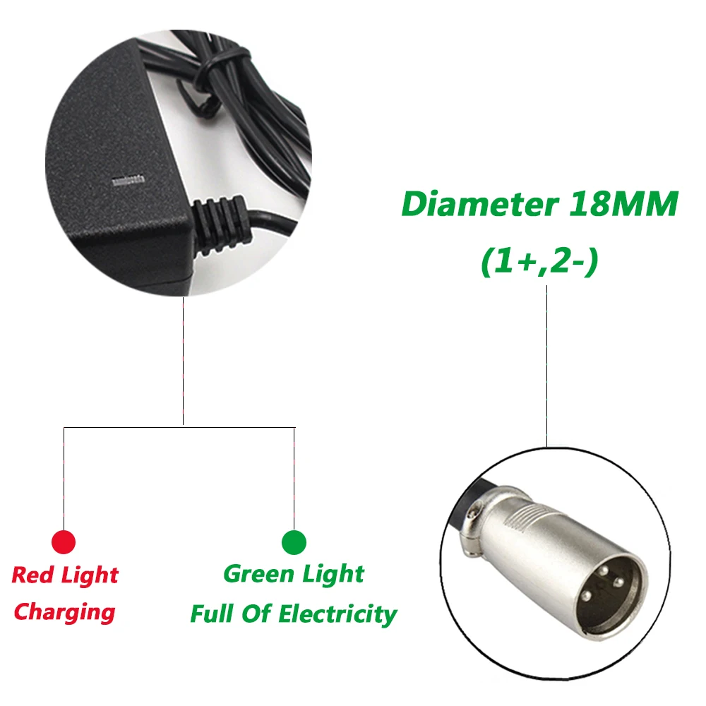 36V Charger 42V 2A lithium battery charger for 36V lithium battery pack with 3-Pin XLR/4-Pin XLR Socket