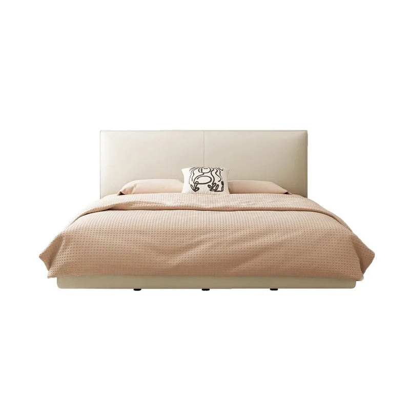 

Leather suspension bed, modern simple and high-end, double , Italian light luxury