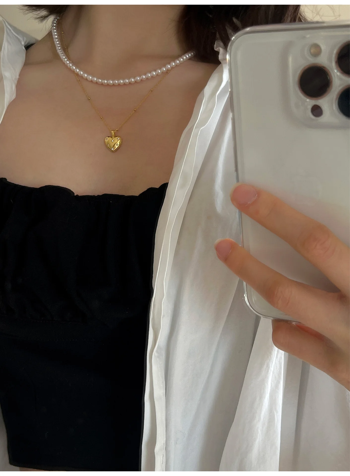 925 Sterling Silver Fashion Gold Shining Diamond Big Heart Locket Pendant Long Chain Necklace Accessories For Women Bijoux Gift