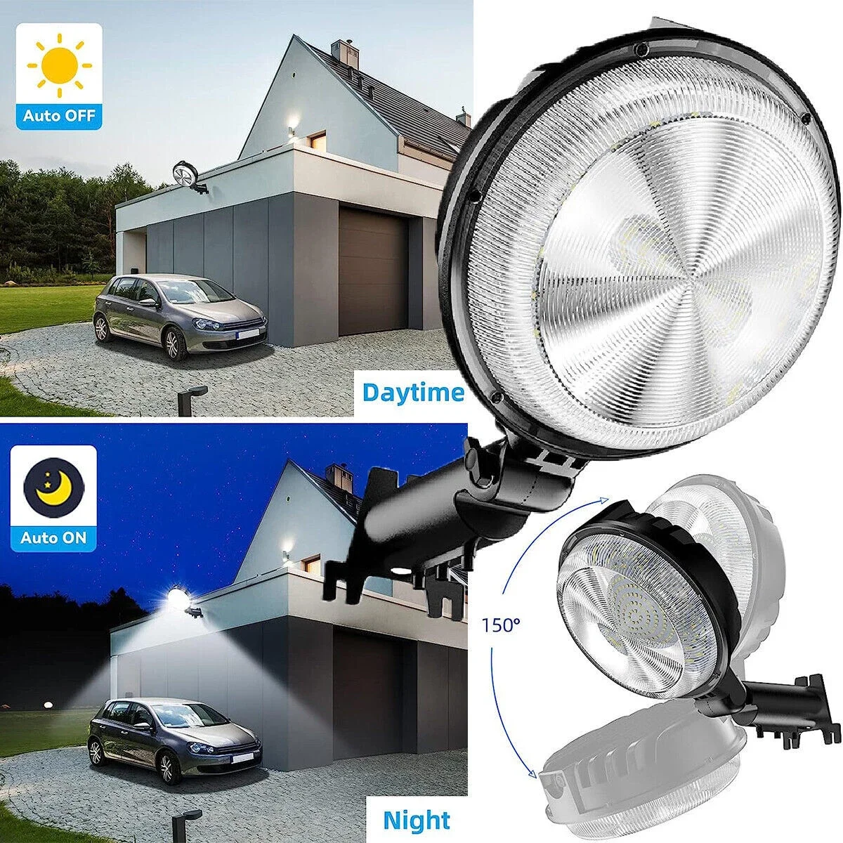 LED Outdoor Security Light With Sensor Waterproof Flood Lighting For Barn Yard Street Photocell Wall Lamp Illumination Tool