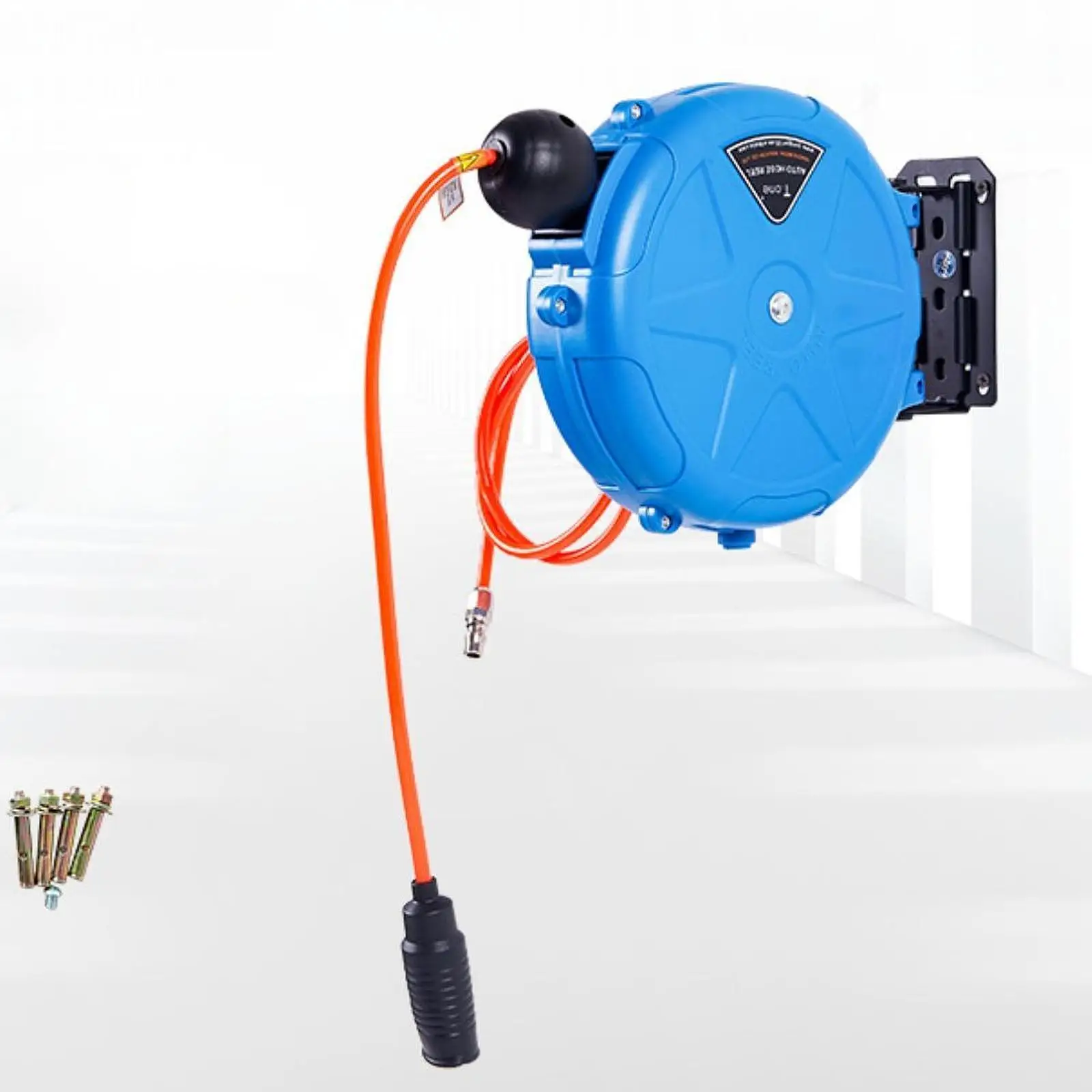 Retractable Air Hose Reel 10 M PU Tube Automatic Rewind Enclosed Compressor Hose Reel for Workshop and Yard