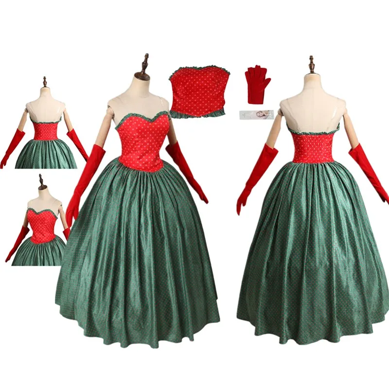 

Stole Christmas Fantasia Martha Cosplay Costume Women Dress Gloves Outfits Green Monster Halloween Carnival Disguise Party Suit