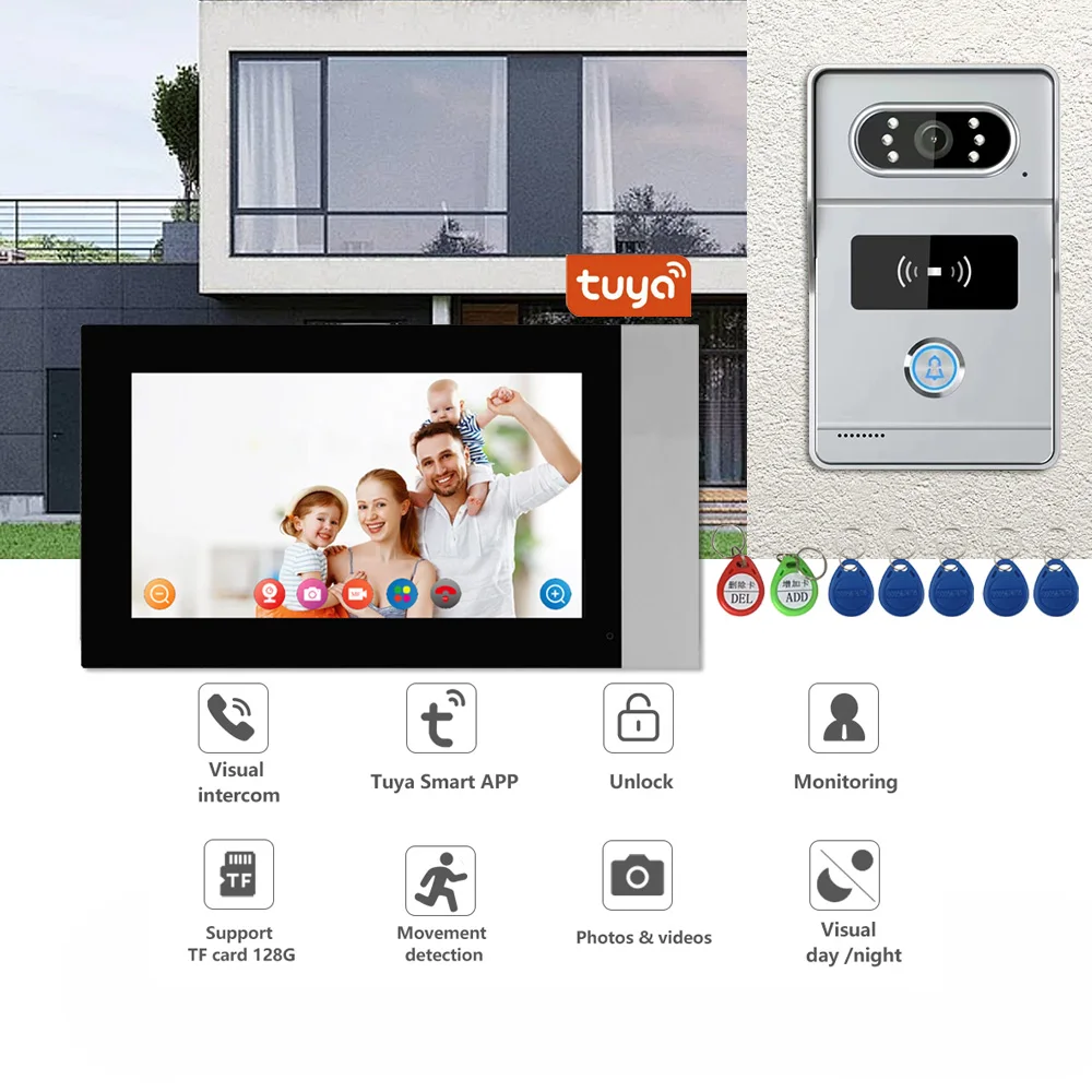 

1080P Visual Intercom System WiFi/ Wired Door Phone Smart Tuya Video Doorbell With Motion Detection Video Recording Intercom