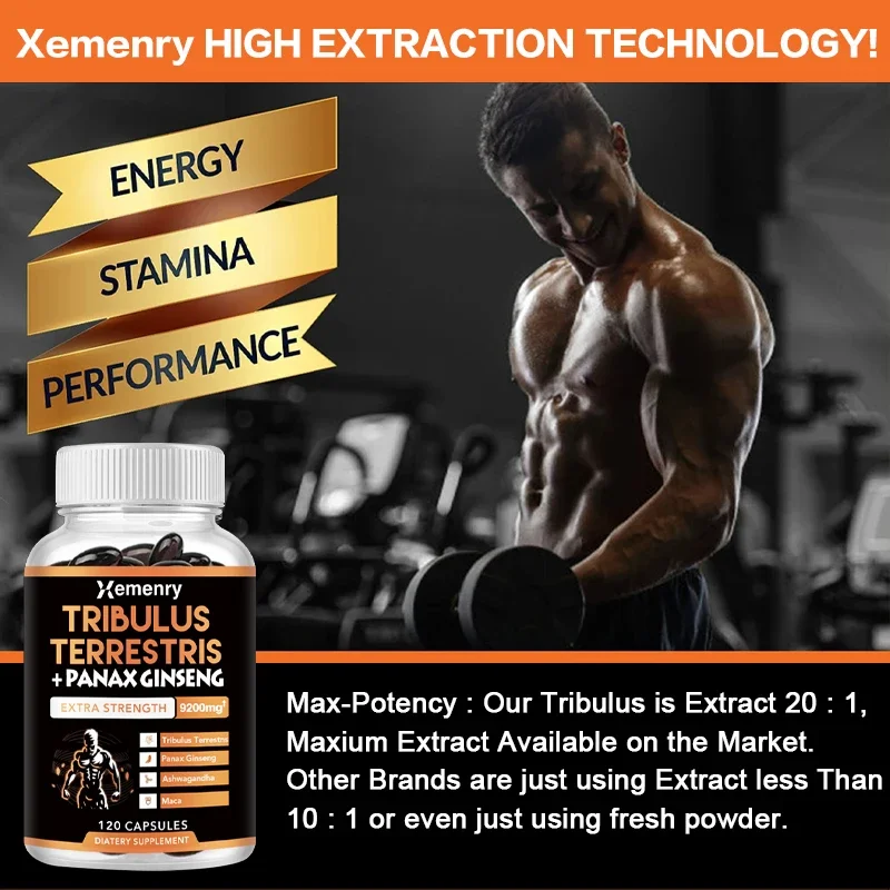 Tribulus Capsules Contain Ginseng, Ashwagandha, and Panax Ginseng To Enhance Energy, Mood, Stamina, and Performance