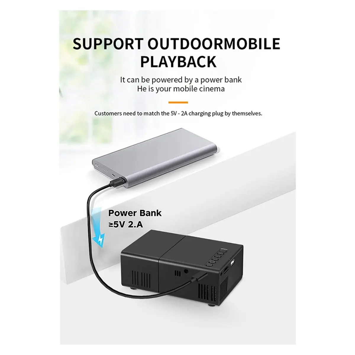 A10R Mini LED Portable Projector Compact Home Theater Projector for Indoor Entertainment Light Weight & Easy to Carry EU Plug