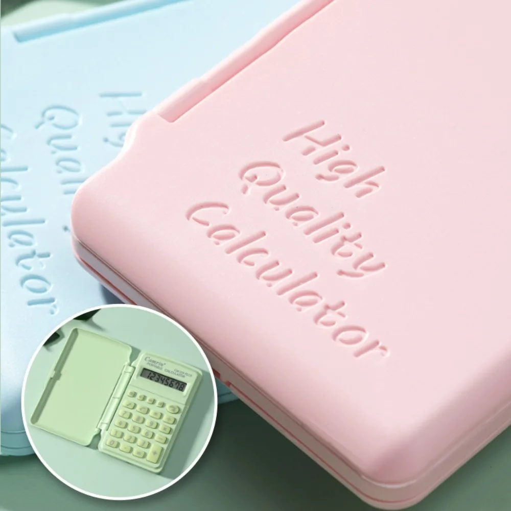 Mini calculadora inteligente con tapa, calculadora científica ligera de 8 dígitos, Color caramelo, portátil, papelería para estudiantes