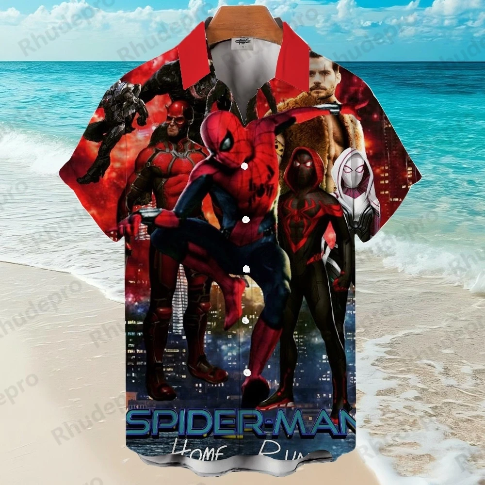 

2025 The Avengers Iron Man Movie 3D Printed Men's Hawaiian Shirt Lapel Short Sleeve Street Style Slim Fit Camisas Masculino