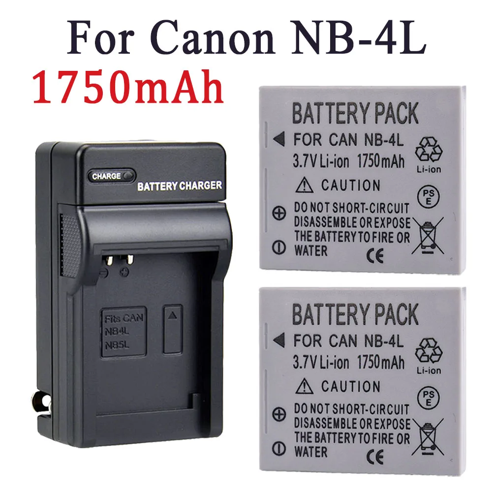 1750mah NB-4L NB4L NB 4L Rechargeable Battery For Canon IXUS 40 30 50 55 S5 WA60 TX1 DS4 SD960 IS 255 HS Camera