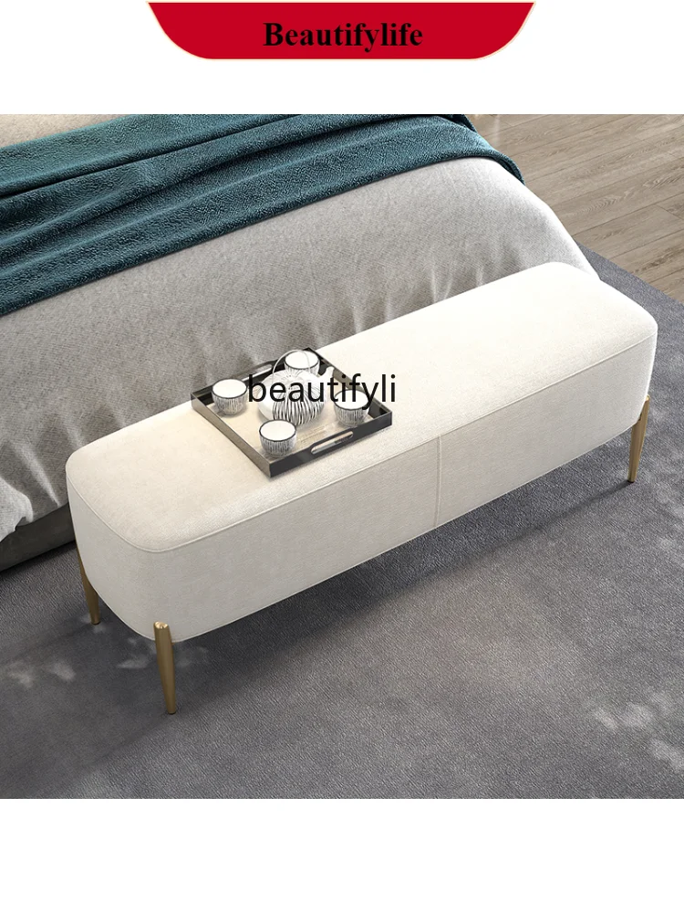 

D132 Italian Light Luxury Bed End Stool Bedroom American Sofa Stool Bed Footstool Modern Simple Stainless Steel Shoe Changing St