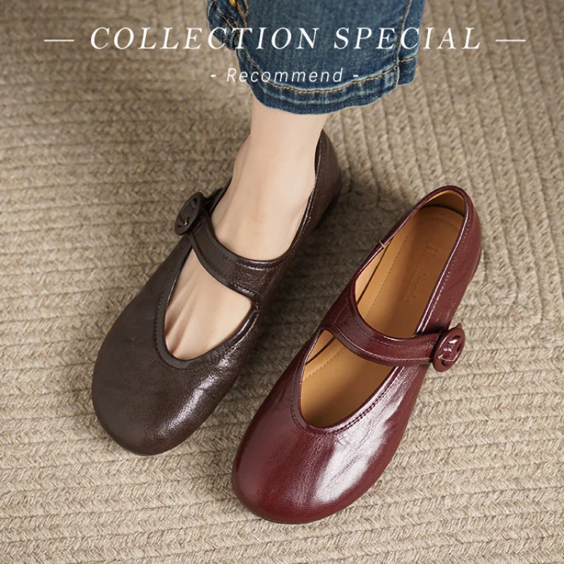 

-Стиль Мэри Джейн | Изготовлен из натуральной кожи с эксклюзивным комфортом дизайна с круглым носком