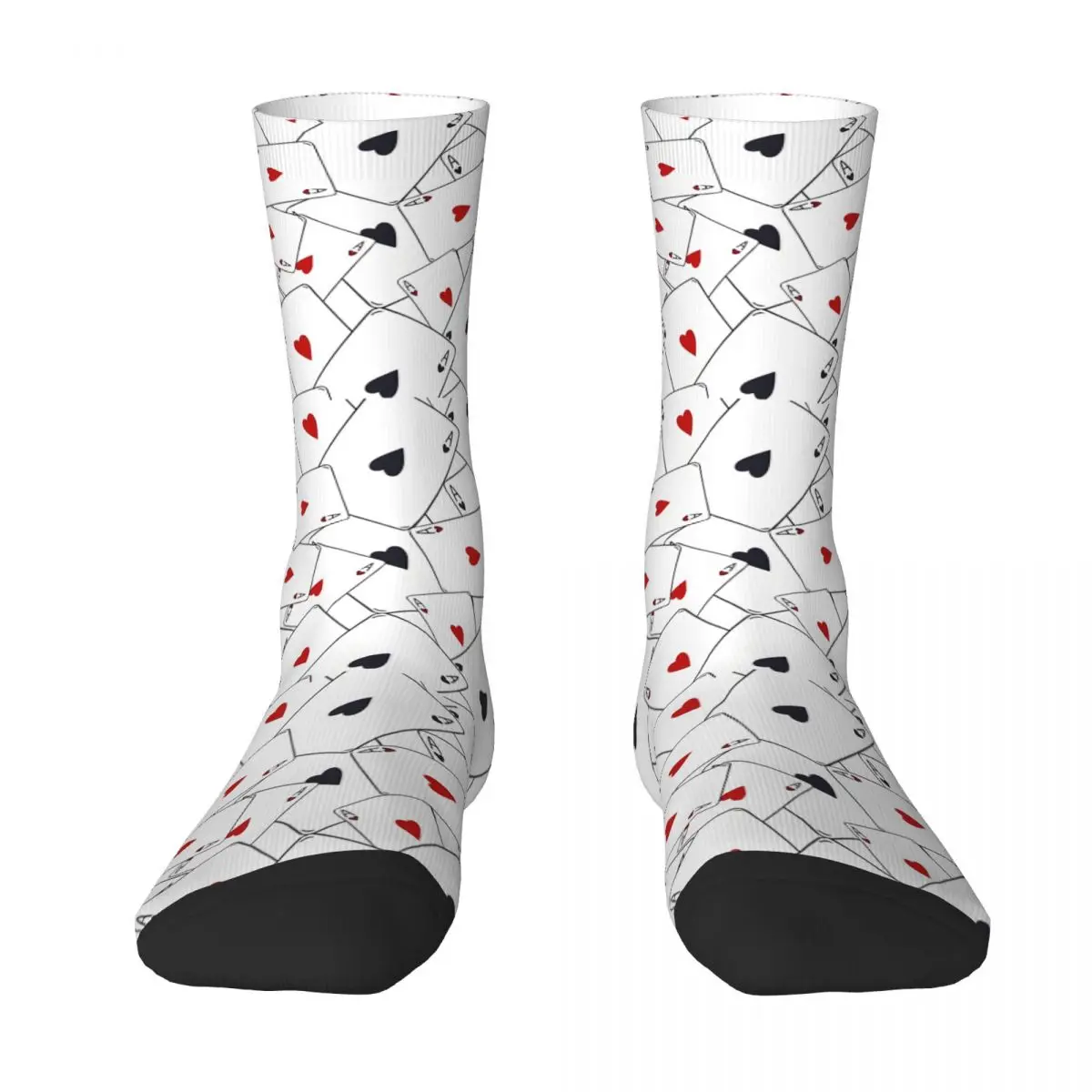 Simple Red And Black Playing Card Pattern Kawaii Socks Gym Cartoon Pattern Socks