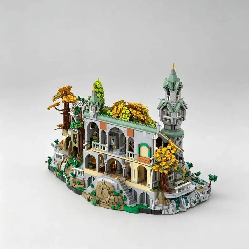 10110Pcs Fantasy Elven Valley Castle Moc Bundle Custom Architecture Building Blocks Diy Assembly Toy Creative Educational Gifts