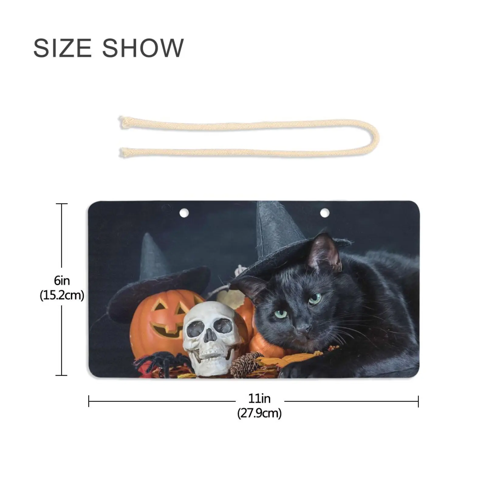 Customized Image doorplateHalloweenPumpkin Sign Pendant PartyDecoration Skull Horror Door Sign HangingAtmosphere Halloween cat