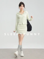Women Zip-Up Hoodie Two-Piece Set Cropped Knit Sweatshirt High-Waist Jogger Pants Casual Sporty Lounge Outfit for 2025 Spring