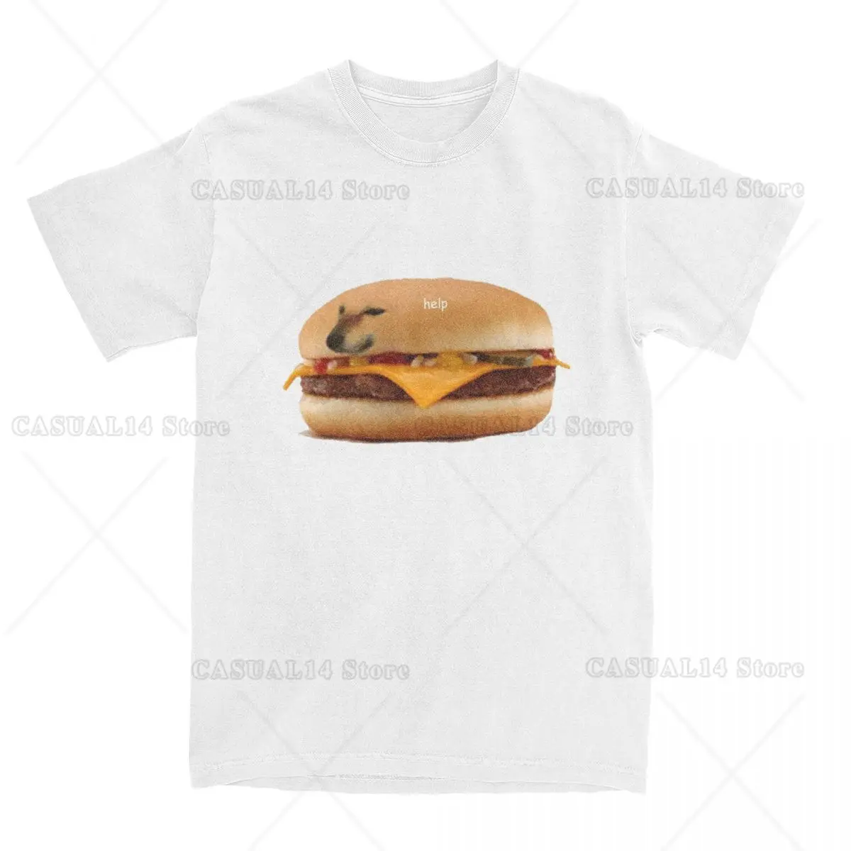 Harajuku Cheems Burger T Shirt Unisex Crewneck Short Sleeve Tops Cheemsburbger Cotton Summer Tops