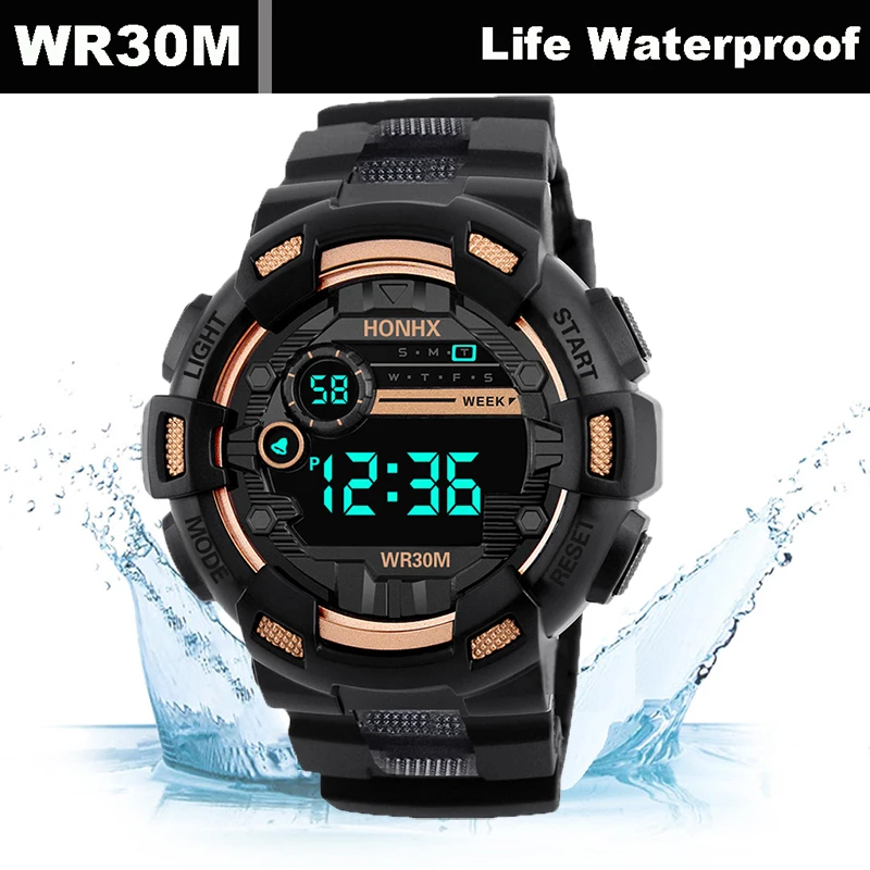 Military Men Watch Men\'s Digital Watches Sports Electronic Wristwatch 50MM Large Dial Clock Waterproof Sport Watch for Boy Child