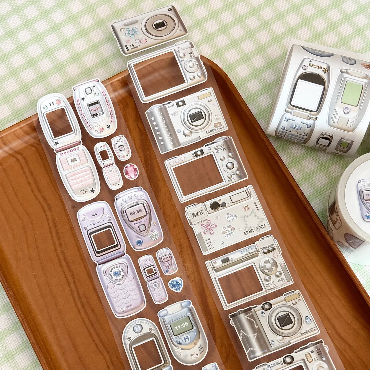 Kawaii Retro Y2k CCD Mobile Phone Photo Frame Die Cut Sticker DIY Photo Goo Card Journal Scrapbooking Phone Case Collage Supply