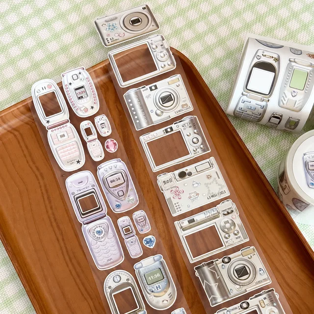 Kawaii Retro Y2k CCD Mobile Phone Photo Frame Die Cut Sticker DIY Photo Goo Card Journal Scrapbooking Phone Case Collage Supply